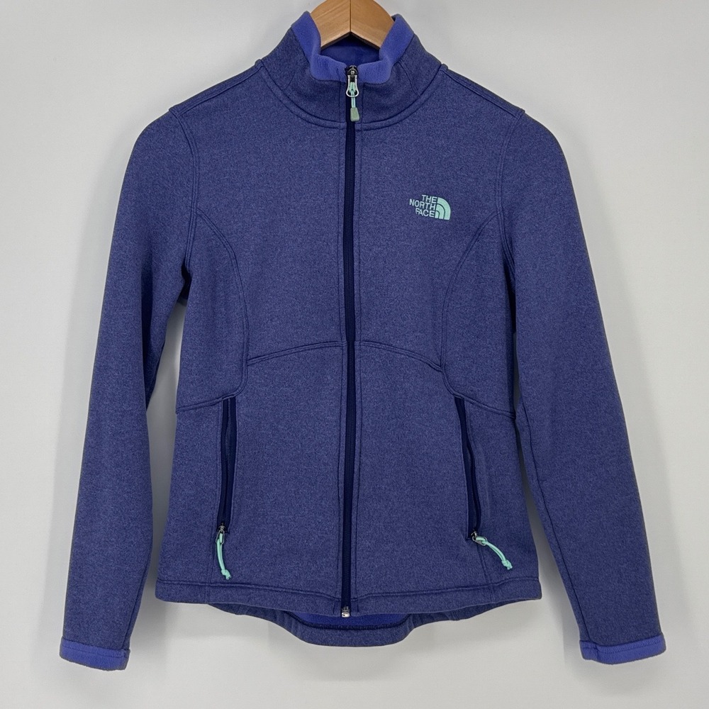 The North Face Agave Women Small Purple Full Zip Fleece Jacket Mint Accents